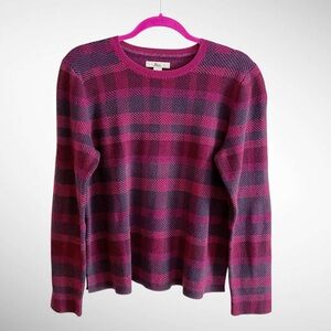 G.H. Bass Purple Plaid Long-Sleeve Pullover Sweater, Size L